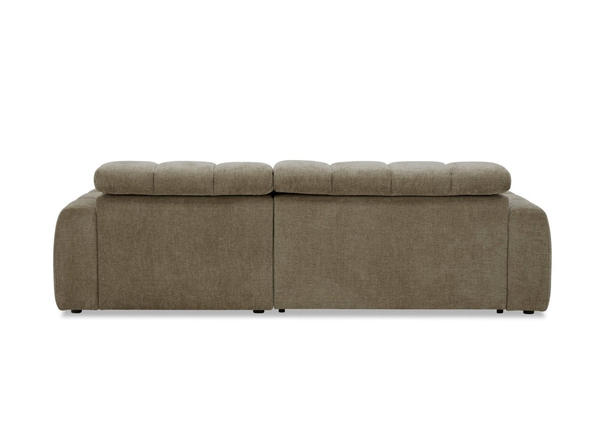 Canapé d'angle relax électrique en velours chiné taupe DANIA -Angle droit