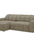 Canapé d'angle relax électrique en velours chiné taupe DANIA -Angle gauche