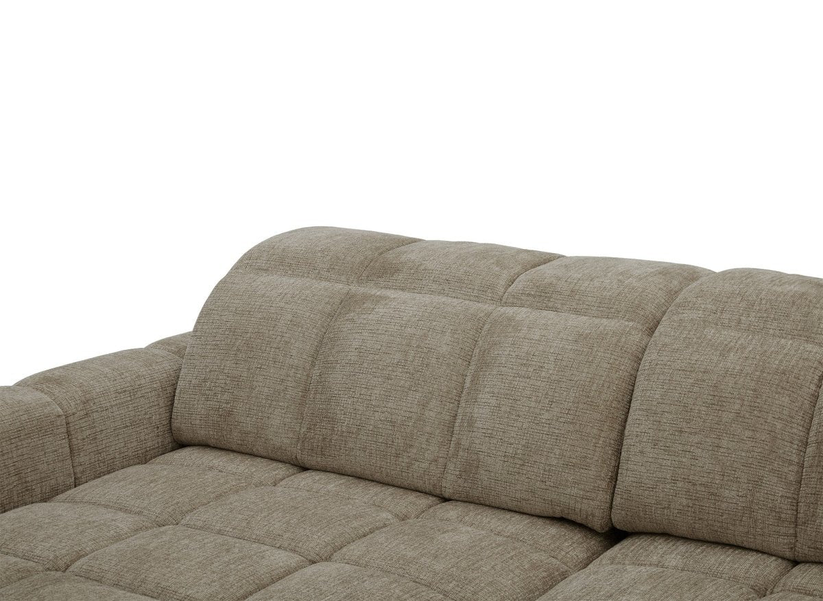 Canapé d'angle relax électrique en velours chiné taupe DANIA -Angle gauche