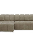Canapé d'angle relax électrique en velours chiné taupe DANIA -Angle gauche