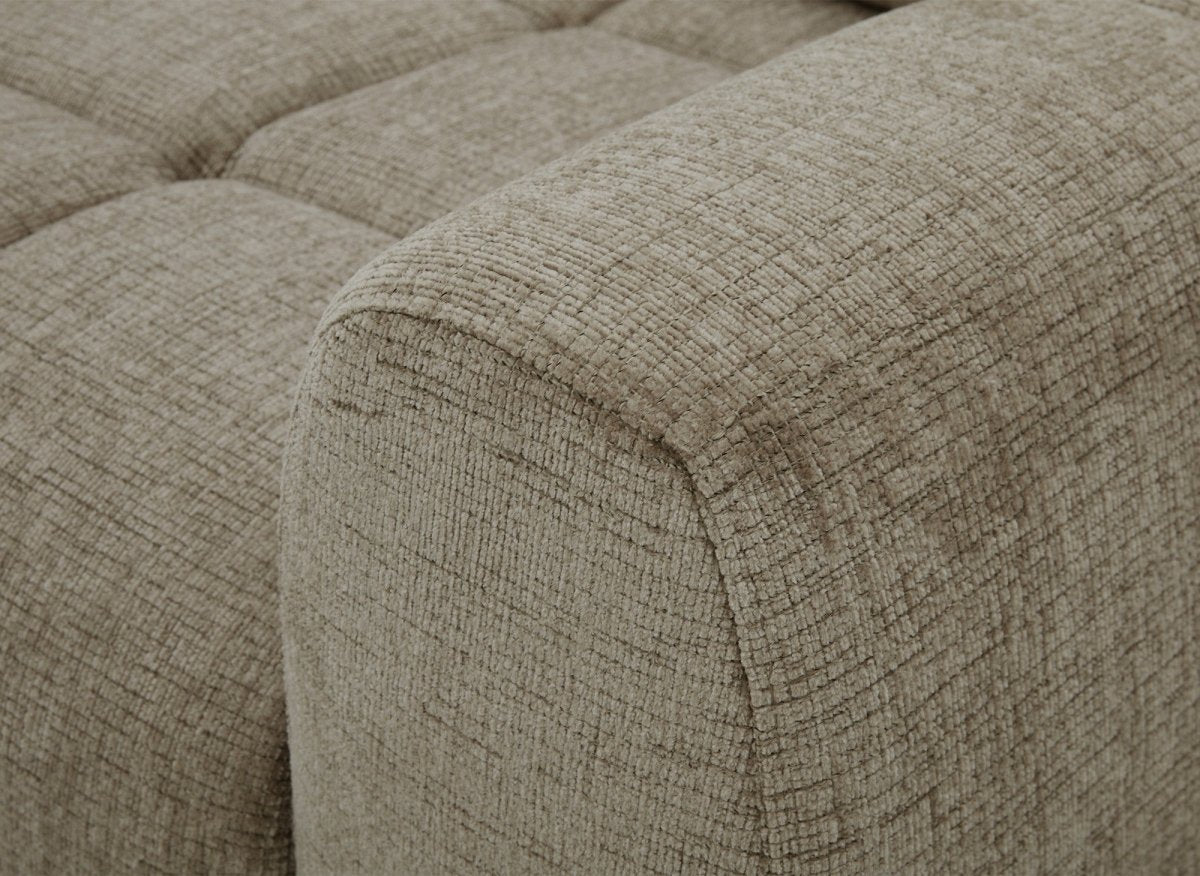 Canapé d'angle relax électrique en velours chiné taupe DANIA -Angle gauche