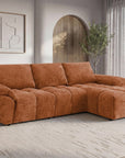 Canapé d’angle relax électrique en velours chiné terracotta ALPES - Angle droit