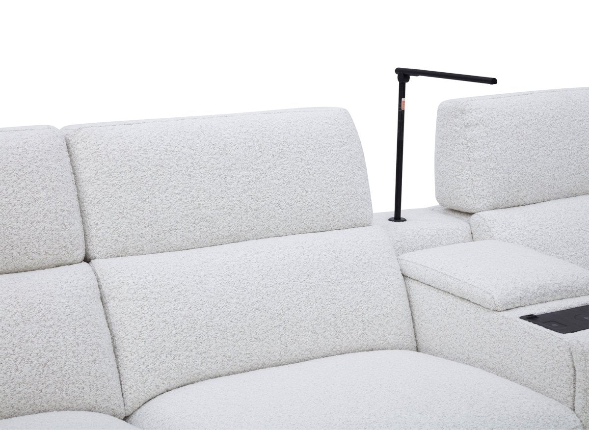Canapé d'angle relax en tissu bouclette doux beige MARINA - Angle gauche