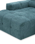 Canapé d'angle relax en velours texturé bleu FEDORA - Angle gauche