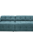 Canapé d'angle relax en velours texturé bleu FEDORA - Angle gauche