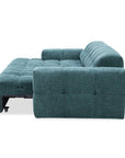 Canapé d'angle relax en velours texturé bleu FEDORA - Angle gauche