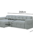 Canapé d'angle relax en velours texturé gris FEDORA - Angle gauche