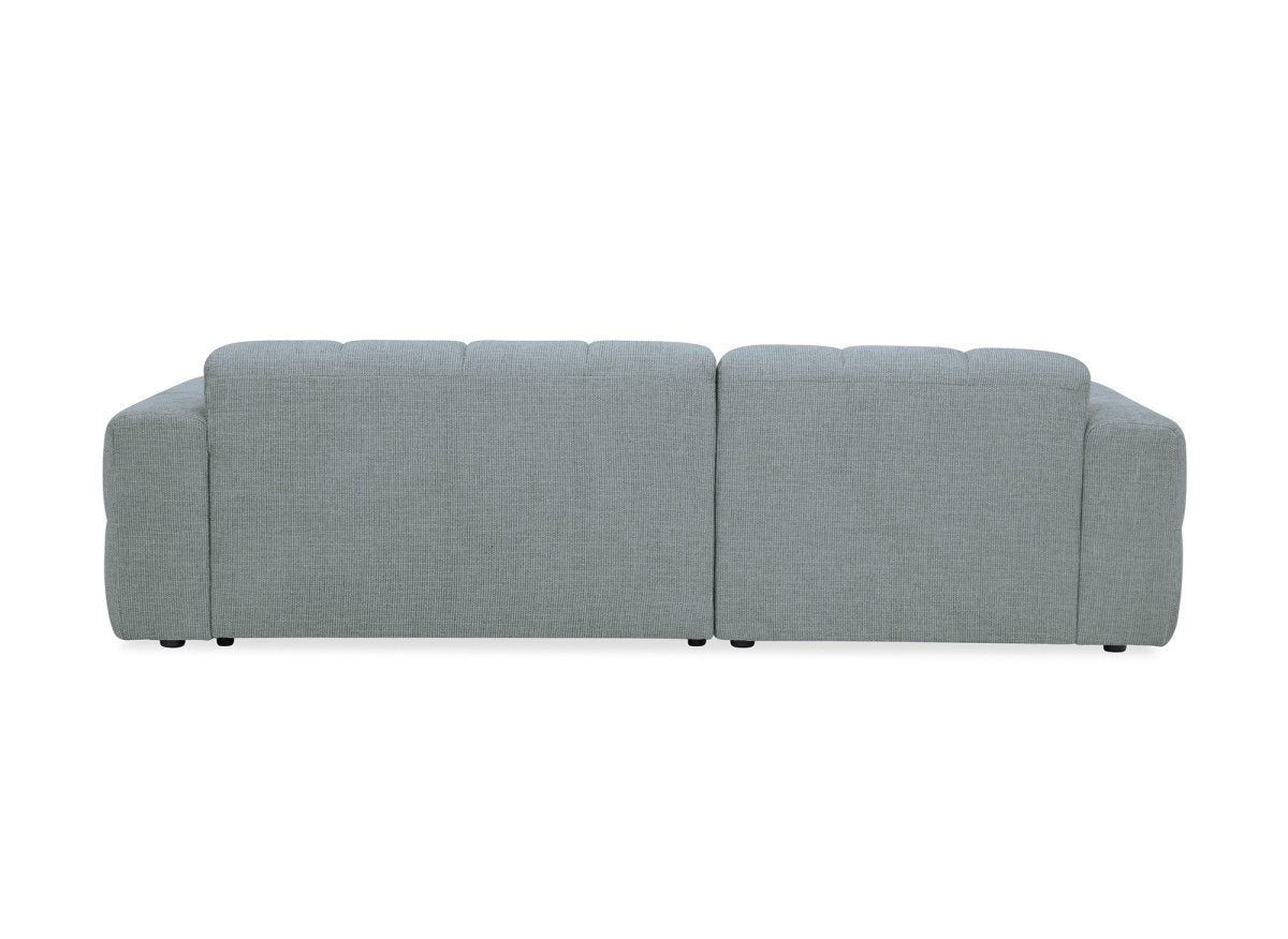 Canapé d'angle relax en velours texturé gris FEDORA - Angle gauche