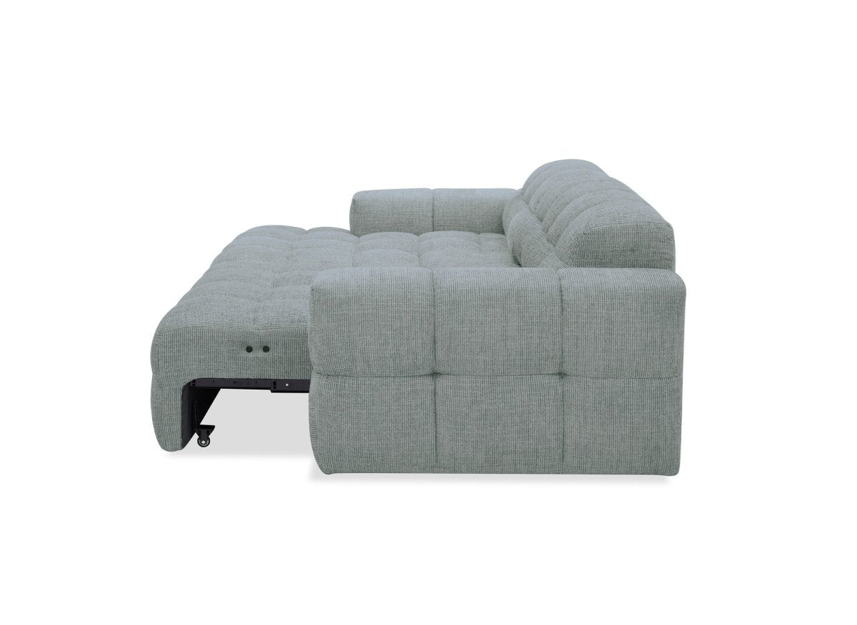 Canapé d'angle relax en velours texturé gris FEDORA - Angle gauche