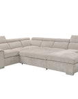 Canapé panoramique convertible avec coffre en velours chiné beige GAELLE - Angle droit