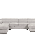 Canapé panoramique convertible avec coffre en velours chiné beige MARIANO- Angle droit