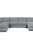 Canapé panoramique convertible avec coffre en velours chiné gris MARIANO- Angle droit