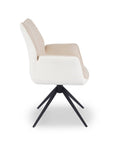 Chaise pivotante avec accoudoirs en velours et tissu bouclette beige ISALIE