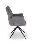 Chaise pivotante avec accoudoirs en velours et tissu bouclette gris ISALIE