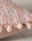 Coussin rose en tweed avec ponpons 45x45 cm POPINE