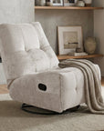 Fauteuil relax pivotant en velours chiné beige LISON