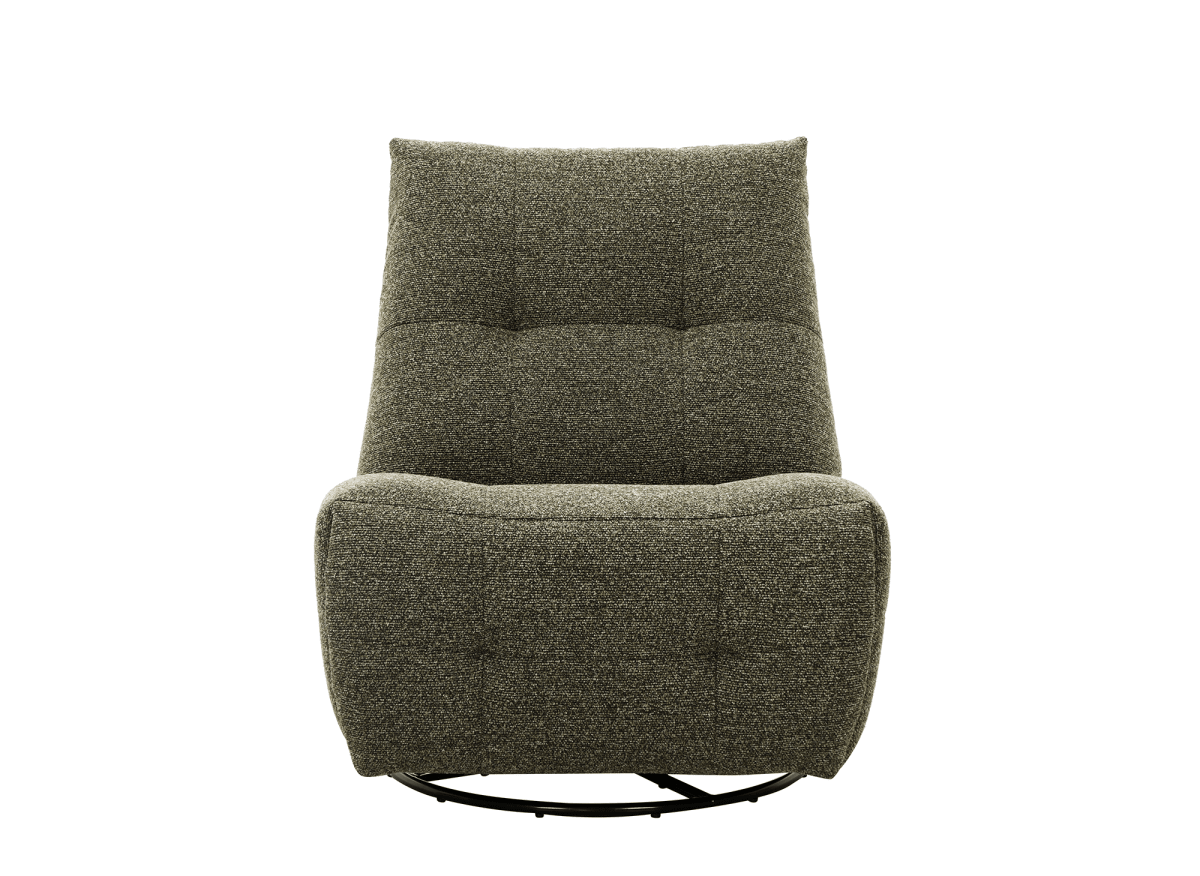 Fauteuil relax pivotant en velours texturé vert kaki LISON