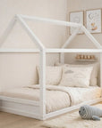 Lit cabane en bois blanc 90 x 190 cm POPY