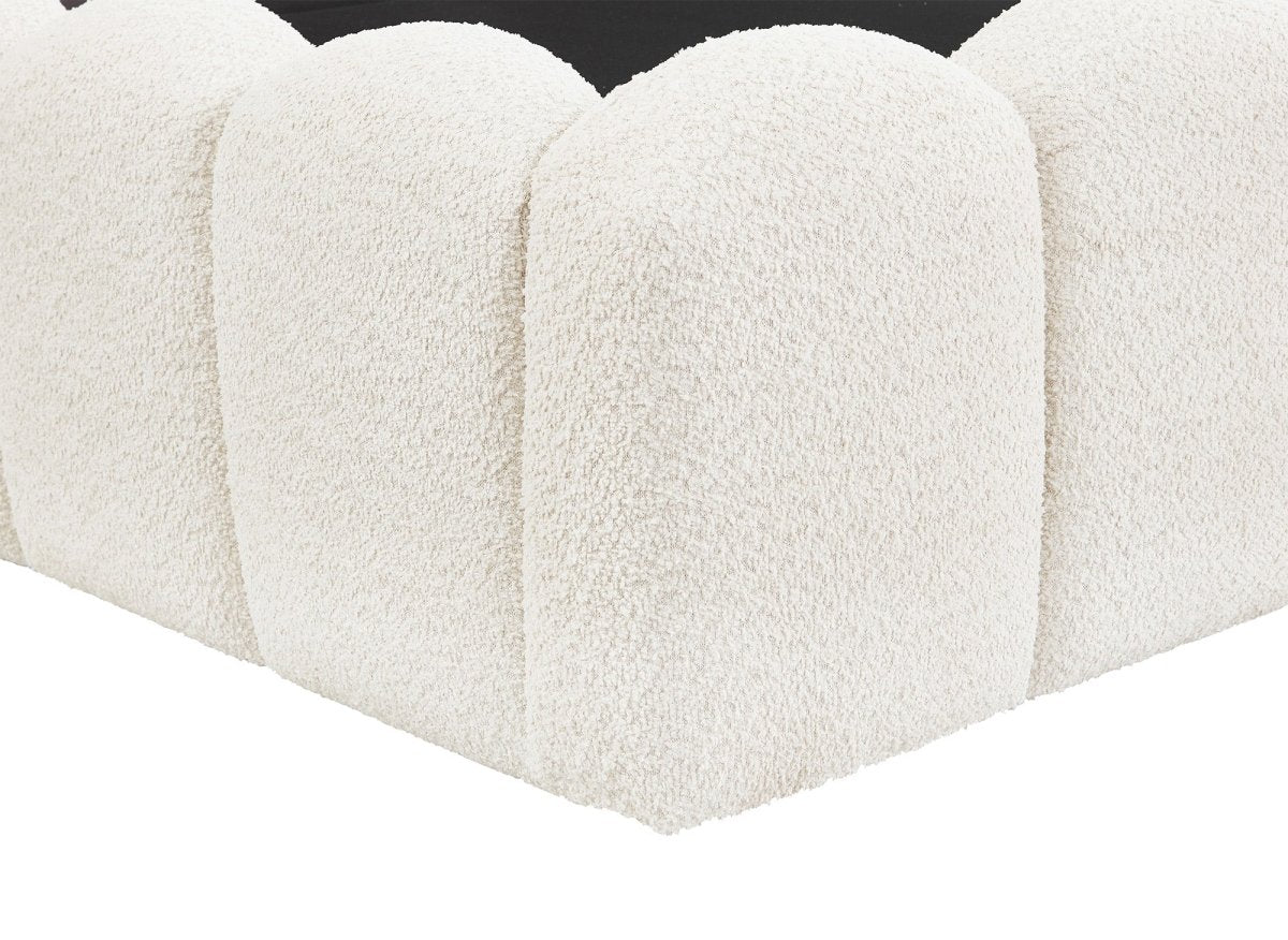 Lit coffre en tissu bouclette beige 140x190 cm RITA