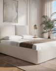 Lit coffre en tissu bouclette beige 160x200 cm MELY