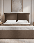 Lit coffre en tissu bouclette marron 180x200 cm MELY