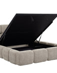 Lit coffre en tissu bouclette taupe 160x200 cm BUBBLE