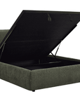 Lit coffre en tissu bouclette vert olive 140x190 cm MELY