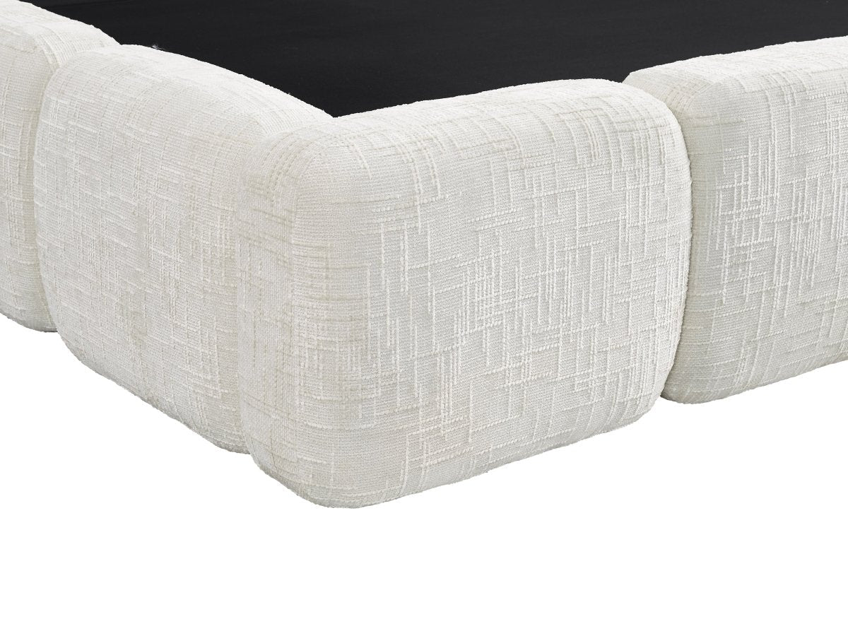 Lit coffre en velours chiné beige 160x200 cm BUBBLE