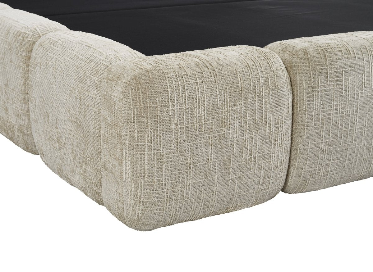 Lit coffre en velours chiné taupe 160x200 cm BUBBLE