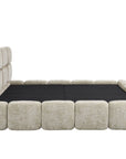 Lit coffre en velours chiné taupe 160x200 cm BUBBLE