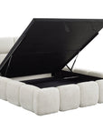 Lit coffre tissu bouclette beige 180x200 cm BUBBLE