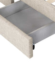 Lit double avec 4 tiroirs en lin beige 160x200 cm LEANDRE