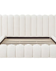 Lit double en tissu bouclette beige 180x200 cm GRETA