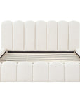 Lit double en tissu bouclette beige 180x200 cm RITA