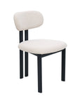 Lot de 2 chaises en tissu texturé écru pieds en métal noir LEONA