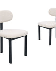Lot de 2 chaises en tissu texturé écru pieds en métal noir LEONA