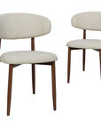Lot de 2 chaises en tweed écru pieds en métal marron FLAVIA