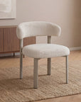Lot de 2 chaises en velours tissé écru pieds en métal gris LOUISA