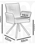 Lot de 2 chaises pivotantes en velours gros côtelé gris HOLLY