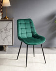 Lot de 4 chaises capitonnées en velours vert SOREN