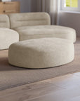 Pouf en velours tissé beige IMENIA
