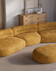 Pouf en velours tissé moutarde IMENIA