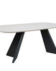 Table à manger en céramique blanc pieds noir 8 personnes 200cm ZELLY