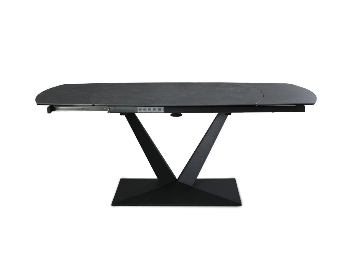 Table à manger extensible en céramique noire 8 personnes 120-180 cm ELIAD