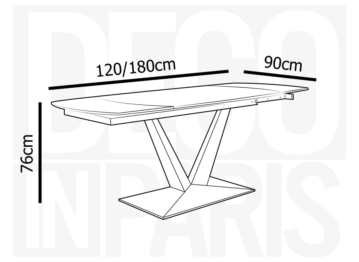 Table à manger extensible en céramique noire 8 personnes 120-180 cm ELIAD