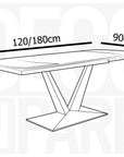 Table à manger extensible en céramique noire 8 personnes 120-180 cm ELIAD