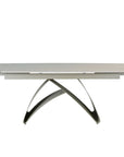 Table à manger extensible en métal beige plateau céramique blanc 160-240 cm PARIS