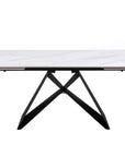 Table à manger extensible en métal noir avec plateau en céramique blanc 160-240 cm HELSINKI