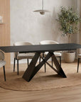 Table à manger extensible en métal noir avec plateau en céramique noir 160-240 cm HELSINKI