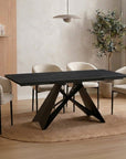 Table à manger extensible en métal noir avec plateau en céramique noir 160-240 cm HELSINKI